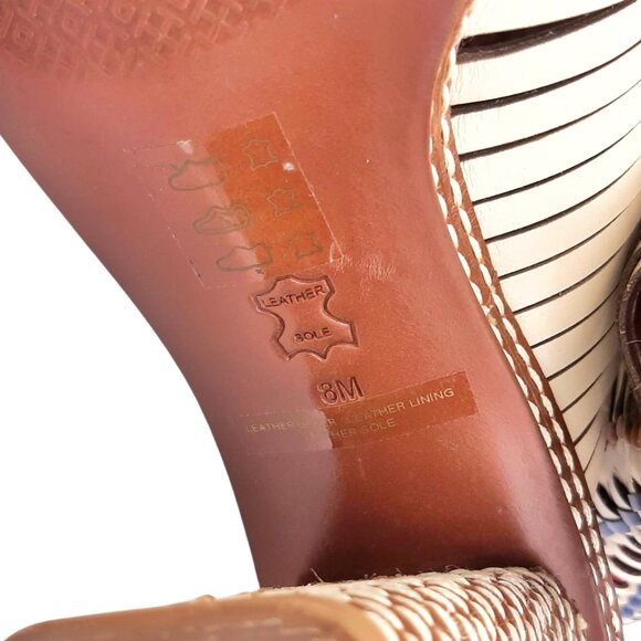 Tory Burch Pecha Woven Leather Mules in Dulce De Leche SZ 8 - Picture 12 of 13
